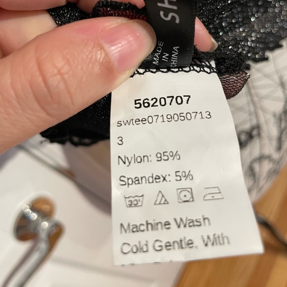 y2k vintage sheer sparkle short sleeve crop Mock see through mesh neat club rave - Picture 8 of 8